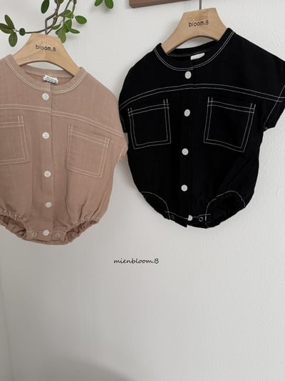 Bloom.b09｜(0m-18m) 亞麻縫線包屁衣2