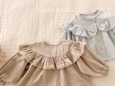 Valubebe71｜(65-90) 荷葉花領細條紋襯衫6