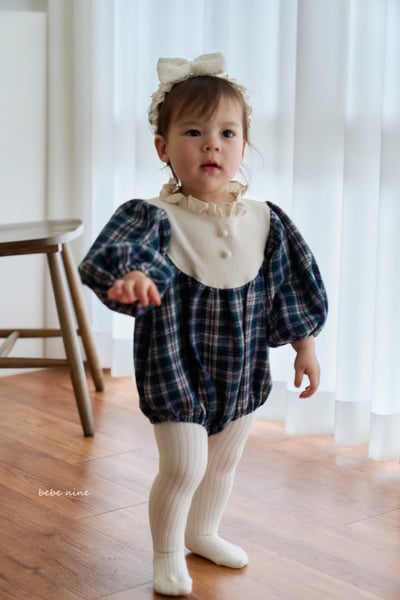 bebe nine12 (55cm-75cm) 2色荷葉立領格紋包屁衣4