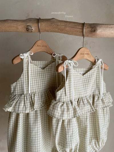 Anne Shirley02｜(3m-22m) 1色格紋綁帶荷葉包屁衣4