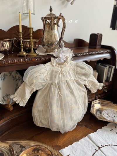 Marron29｜(3m-18m) 古典玫瑰薄紗包屁衣8