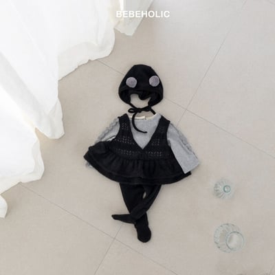 Bebe holic16｜(free) 針織V領荷葉裙襬背心10