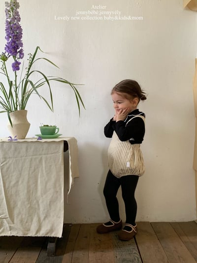 JE567｜(73-100cm) 滾邊翻領上衣/線條吊帶褲9