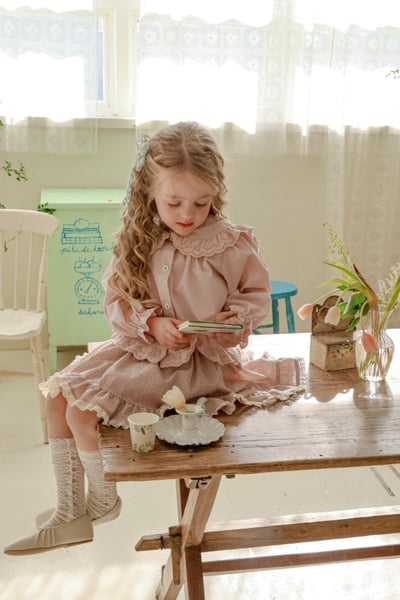 FLO31｜(75-140) 2色荷葉蕾絲翻領襯衫4