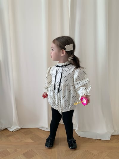 JE600｜(66cm-90cm) 波點緞帶包屁衣9