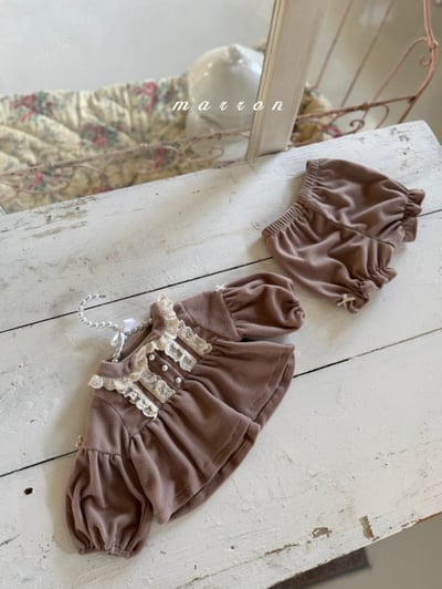 Marron 56｜(3m-18m) 宮廷袖蕾絲領花邊套裝16