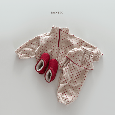 Bonito39｜(75cm-125cm) 波點半開襟上衣荷葉裙長褲套裝15