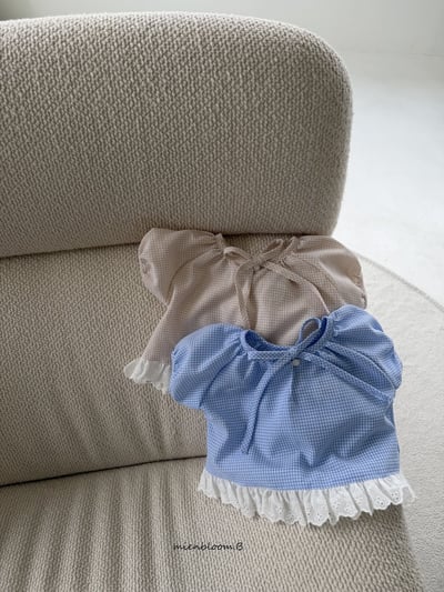 Bloom.b33｜(55cm-118cm) 格紋蕾絲花邊上衣10