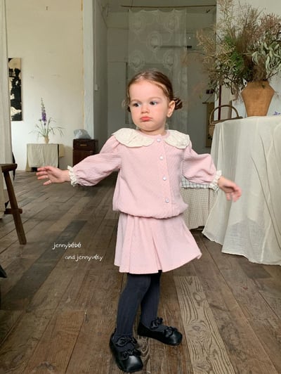 JE551｜(73-100cm) 蕾絲花邊領壓紋套裝11