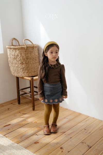 OREN24｜(85-120cm) 復古小雛菊刺繡褲裙17