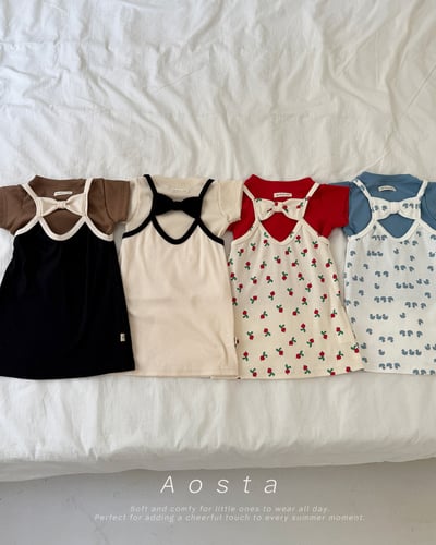 AOSTA46｜(6m-5y) 4款羅紋緞帶連身裙4