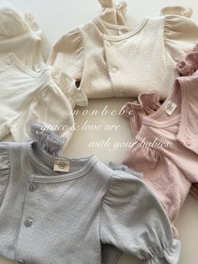 MONBEBE24｜(0m-3m) 貴族滾邊荷葉縮口連身衣2