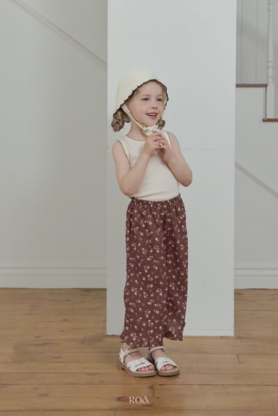 ROA33｜(6m-18m) 2色抓皺碎花荷葉擺長褲10
