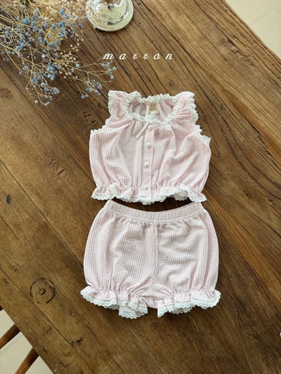 Marron28｜(1y-6y) 甜美鈕釦線條套裝7