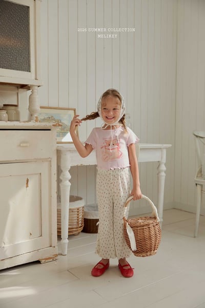 Melikey09｜(75-125cm) 碎花褶皺小喇叭褲14