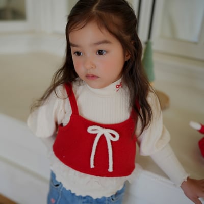 neneru31｜(90cm-115cm) 2色蝴蝶結荷葉小背心1