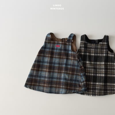 Lindo66｜(80cm-125cm) 背心格紋洋裝5