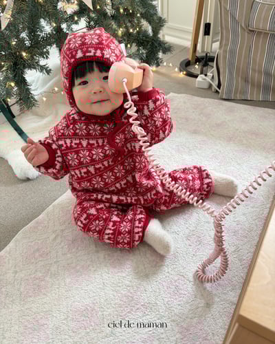 Cieldemaman07｜(3M~15M)  3色雪花麋鹿針織包屁衣含帽子19