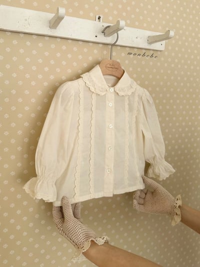 MONBEBE37｜(1y-8y-mom) 蕾絲荷葉襯衫9