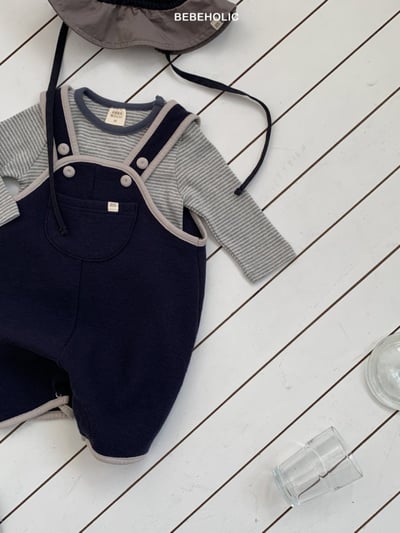 Bebe holic52｜(6m-18m) 滾邊吊帶包屁褲10