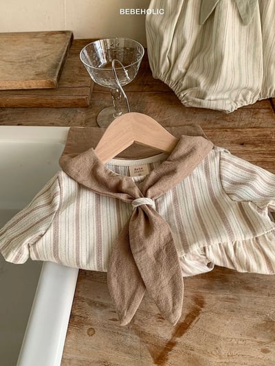 Bebe holic19｜(3m-18m) 水手條紋連身服7