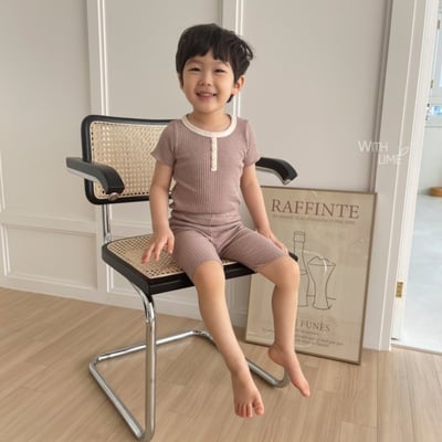 LIME&BLUE03｜(80-118cm)  素色鈕釦居家服11