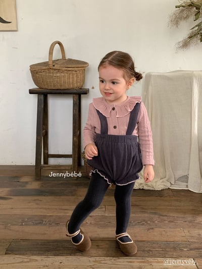 JE564｜(73-100cm) 荷葉領開襟外套/坑條滾邊吊帶褲19