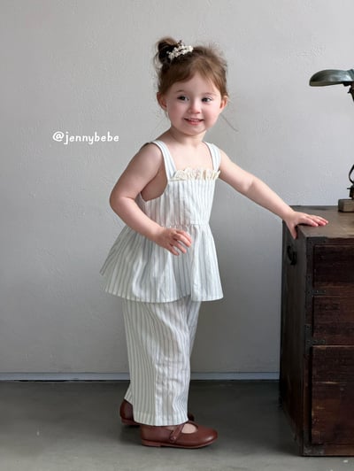 JE702｜(80-110cm)  花邊平口無袖條紋套裝8