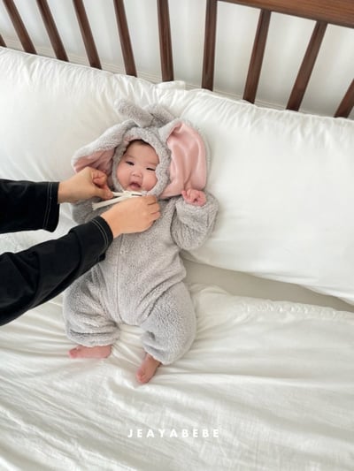 JEAYA01｜(3m-12m) 2色暖暖小飛象刷毛連身衣9