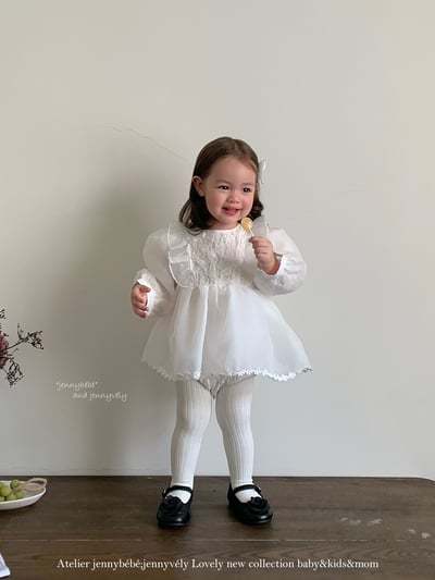 JE599｜(66cm-120cm) 玫瑰花白紗連身裙/包屁衣10