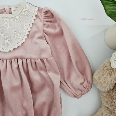 bebe nine10 (55cm-75cm) 2色絲絨蕾絲包屁衣12