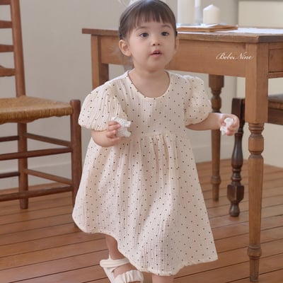 bebe nine34  (65cm-115cm) 2色點點公主袖連身裙9