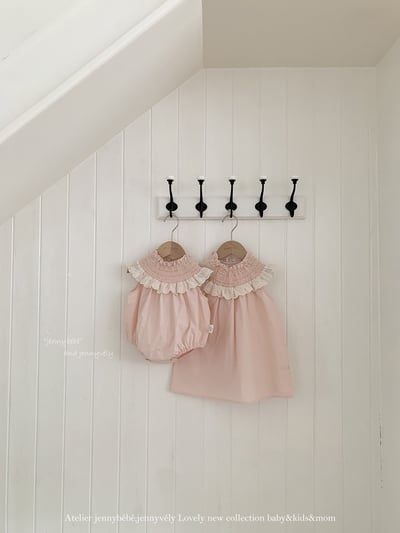 JE60｜(66-120cm) 粉嫩花邊領包屁衣/洋裝1