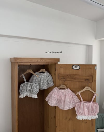 Bloom.b38｜(55cm-118cm) 格紋細肩短版背心8