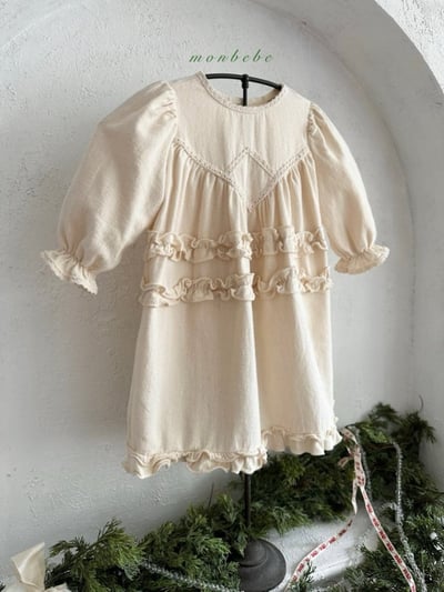 MONBEBE45｜(1y-8y) 優雅荷葉花邊洋裝4