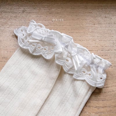 M-KIDS57｜(65-115cm) 無根蕾絲長襪12