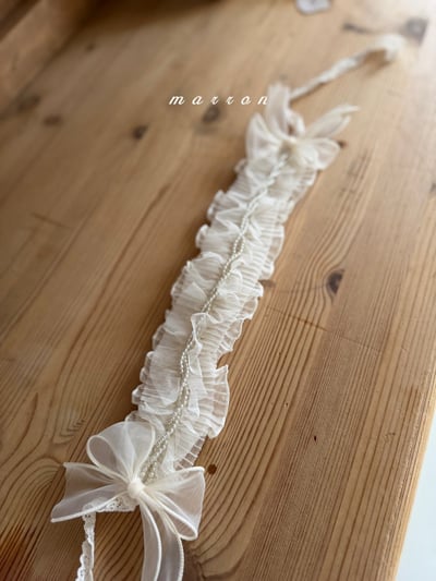 Marron38｜(Free) 珍珠蕾絲髮帶1