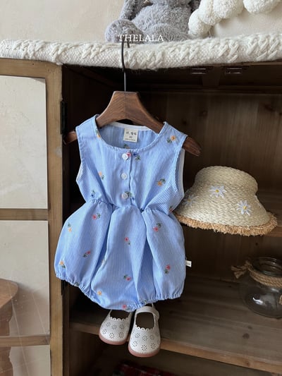 thelala46｜ (0m-18m) 花卉細條紋包屁衣3