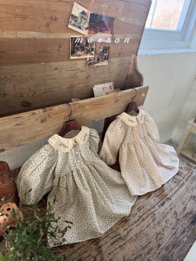 Marron22｜(1y-6y) 花卉刺繡碎花洋裝10