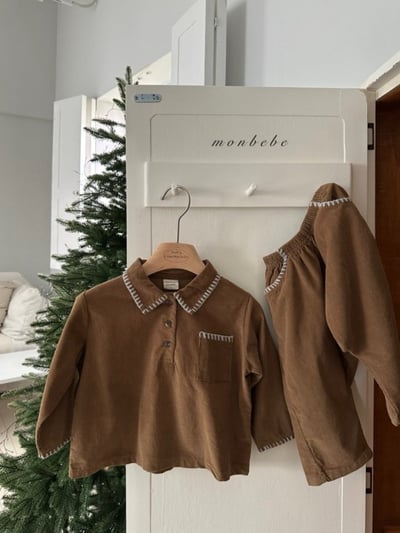 MONBEBE01｜(1y-8y) 冬季縫線滾邊襯衫6
