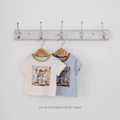 M-KIDS29｜(65-115cm) 小熊日光浴印花上衣1