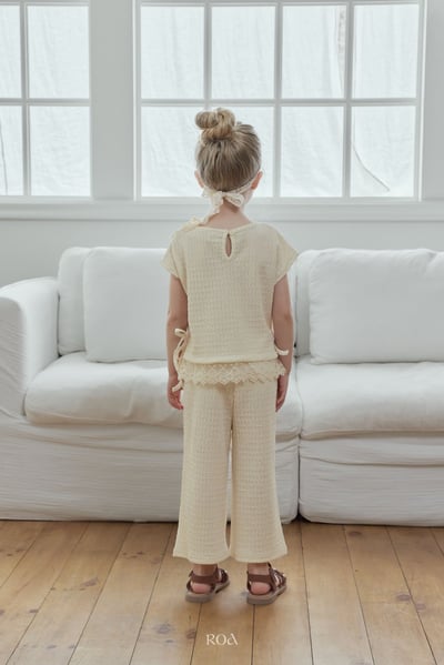 ROA04｜(6m-18m) 2色抓皺蕾絲滾邊套裝2