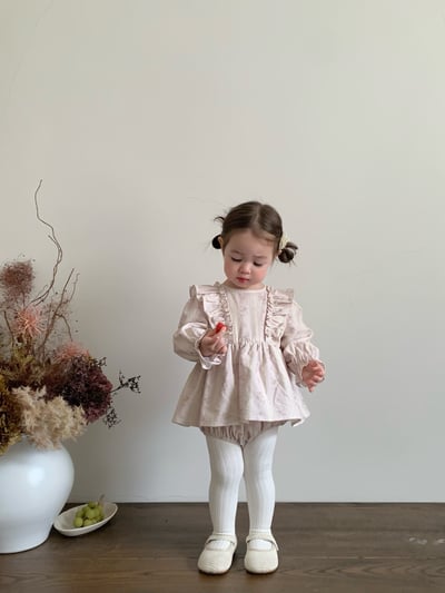 JE619｜(66cm-90cm) 燈芯絨碎花荷葉包屁衣10