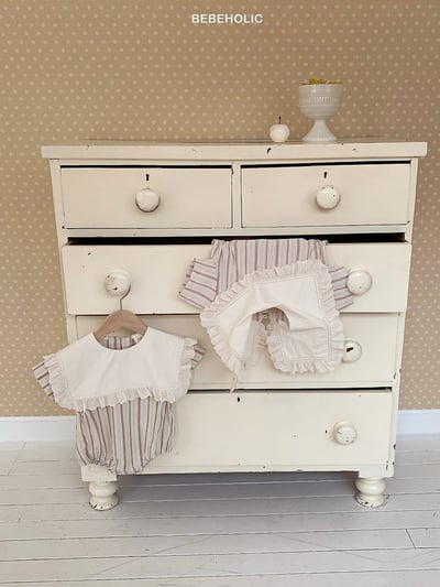 Bebe holic20｜(3m-18m) 翻領條紋連身服9