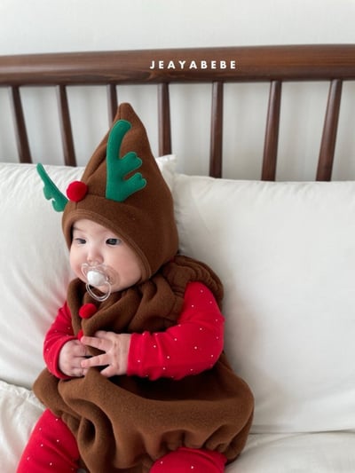 JEAYA02｜(3m-12m) 4色聖誕系列包屁衣含帽子7