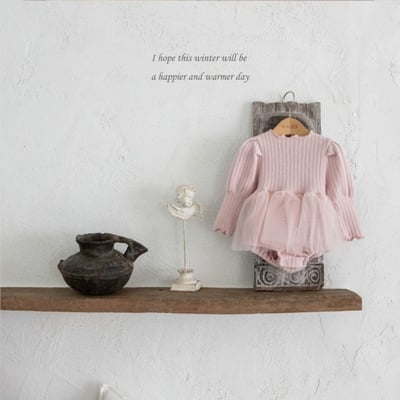 M-KIDS02｜(55-80cm) 2色羅紋捲邊薄紗綁帶包屁衣14