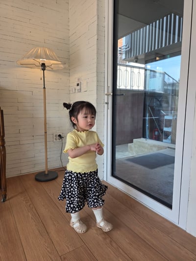 Color07｜(75-115cm) 碎花荷葉下擺七分褲13