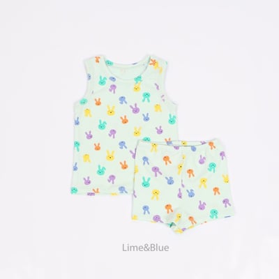 LIME&BLUE14｜(80-118cm)  彩色兔兔無袖服9