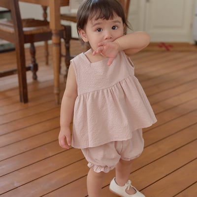 bebe nine17  (6m-24m) 2色氣質波浪無袖套裝1