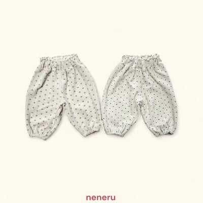 neneru06｜(60cm-85cm) 2色波點壓紋縮口褲2